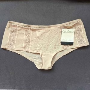 NWT Calvin Klein beige mesh lace trim hipster S